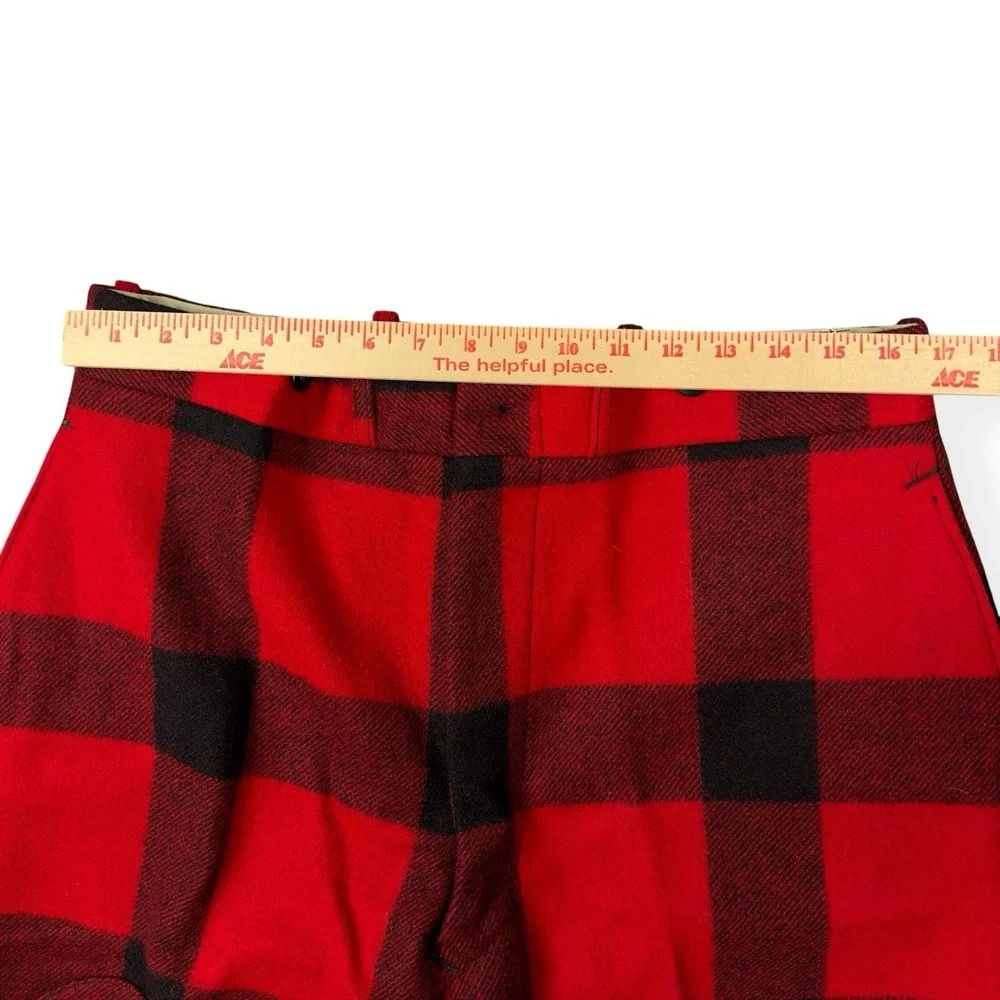 VTG Woolrich Pants Men's 34x33 Red Black Buffalo Plaid Wool Mackinaw Hunting 60s